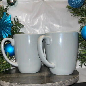 Corelle coordinated Stoneware Light grey Coffee Mugs Cups Made in china Lot of 2